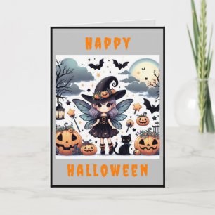 Festiva Tarjeta de Felicitación de Halloween Witchy & Cute