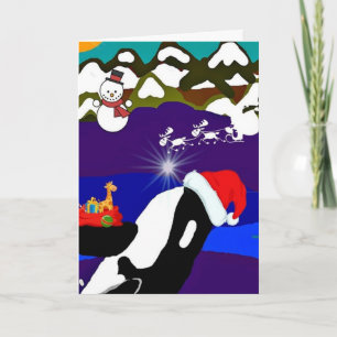 Festiva Tarjeta de felicitación de Holiday Killer Whale Sa