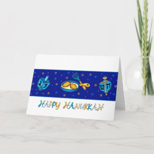Festiva Tarjeta de felicitación de Jánuca con Dreidel y