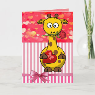 Festiva Tarjeta de felicitación de jirafa del día de San V