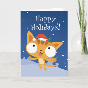 Festiva Tarjeta de felicitación de Kitty Holidays
