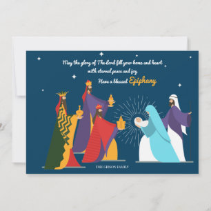 Festiva Tarjeta de felicitación de la Epifanía bendita