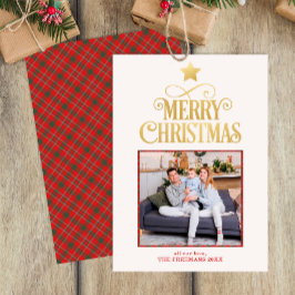 Festiva Tarjeta de felicitación de la foto de Gold Merry C