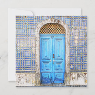 Festiva Tarjeta de felicitación de la puerta azul de Portu