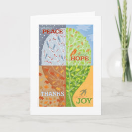 Festiva Tarjeta de Felicitación de las Cuatro Estaciones