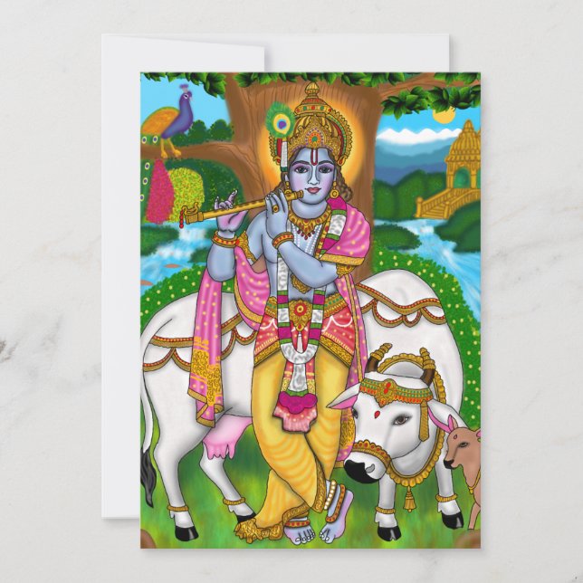 Festiva Tarjeta de felicitación de Lord Krishna (Anverso)