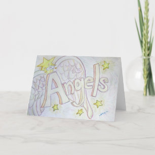 Festiva Tarjeta de felicitación de los ángeles de palabras