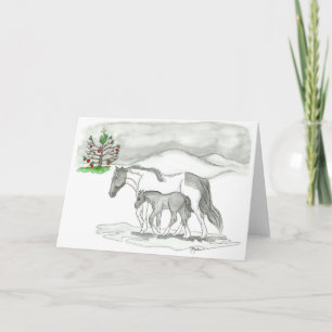 Festiva Tarjeta de felicitación de los caballos del día de