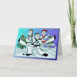 Festiva Tarjeta de felicitación de los muñecos de nieve