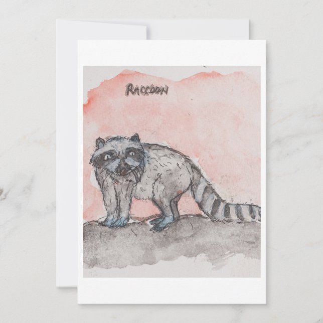 Festiva Tarjeta de Felicitación de Mapache (Anverso)