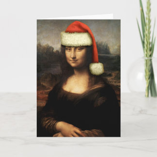 Festiva Tarjeta de felicitación de Mona Lisa Santa