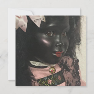 Festiva Tarjeta de felicitación de muñeca negra preciosa