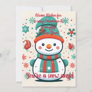 Festiva Tarjeta de felicitación de muñeco de nieve lindo