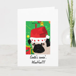 Festiva Tarjeta de felicitación de navidades Pug