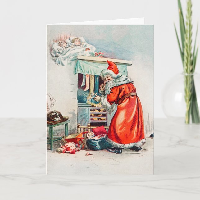 Festiva Tarjeta de felicitación de Navidades retro de époc (Anverso)