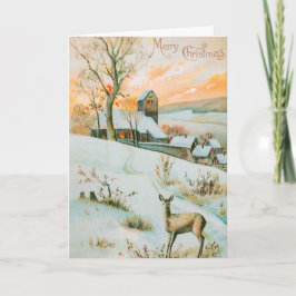 Festiva Tarjeta de felicitación de Navidades retro de époc