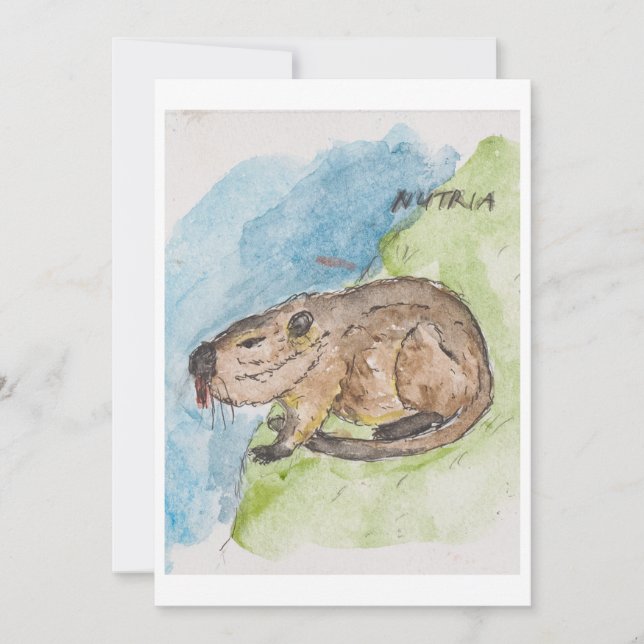 Festiva Tarjeta de Felicitación de Nutria (Anverso)