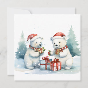 Festiva Tarjeta de Felicitación de Osos Polares