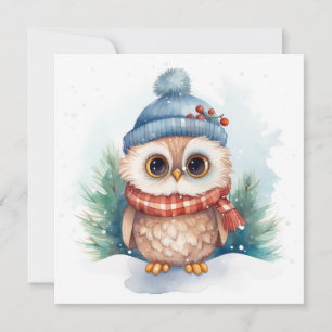 Festiva Tarjeta de felicitación de Owl navidades