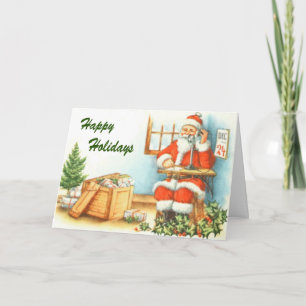 Festiva Tarjeta de felicitación de Papá Noel ocupada