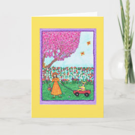 Festiva Tarjeta de felicitación de Pascua con los niños,