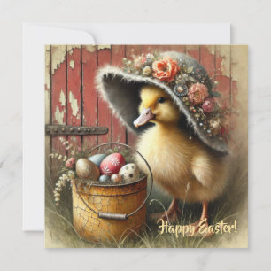 Festiva Tarjeta de felicitación de Pascua de granja vintag