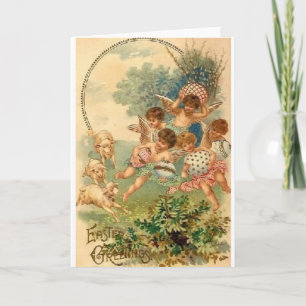 Festiva Tarjeta de felicitación de Pascua de los ángeles