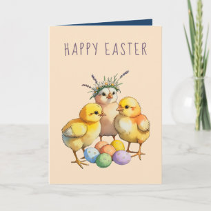 Festiva Tarjeta de Felicitación de Pascua de Pollitos Bebé