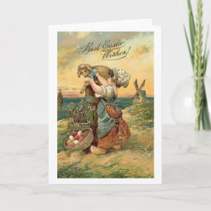 Festiva Tarjeta de felicitación de Pascua del Chica holand