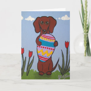Festiva Tarjeta de felicitación de Pascua del Dachshund