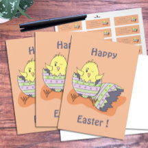 Tarjeta de felicitación de Pascua feliz de Chick W