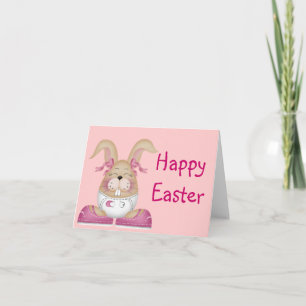 Festiva Tarjeta de felicitación de Pascua para conejo de b