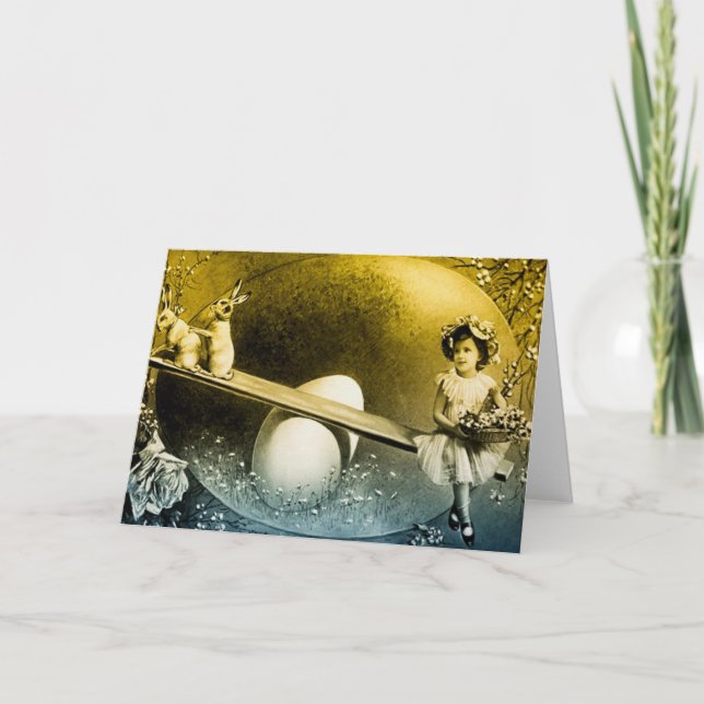 Festiva Tarjeta de felicitación de Pascua Vintage (Anverso)