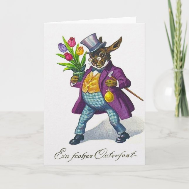 Festiva Tarjeta de felicitación de Pascua Vintage (Anverso)