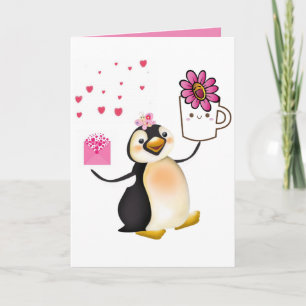 Festiva Tarjeta de Felicitación de Penguin del Día de San
