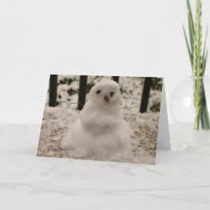 Festiva Tarjeta de felicitación de pequeño muñeco de nieve