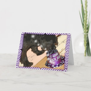 Festiva Tarjeta de Felicitación de Perro Terranova