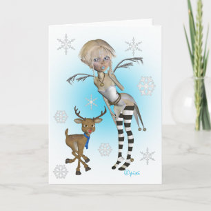 Festiva Tarjeta de felicitación de Pixi de la nieve del