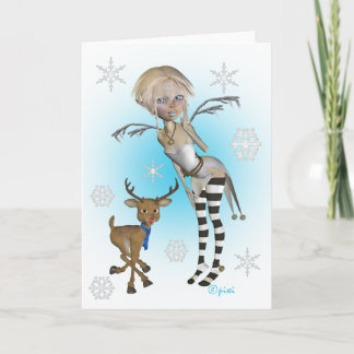 Festiva Tarjeta de felicitación de Pixi de la nieve del