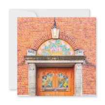 Tarjeta de felicitación de puerta danesa florida