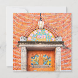 Festiva Tarjeta de felicitación de puerta danesa florida