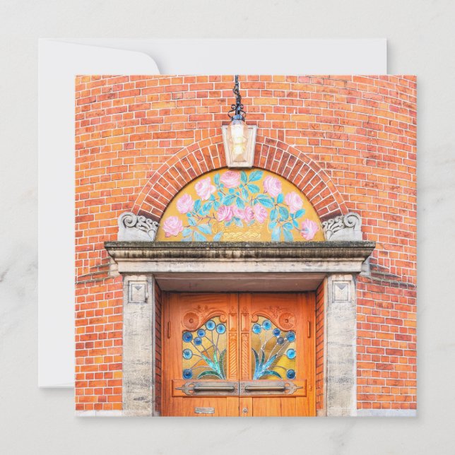 Festiva Tarjeta de felicitación de puerta danesa florida (Anverso)