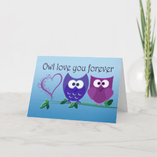 Festiva Tarjeta de felicitación de San Valentín con lechuz
