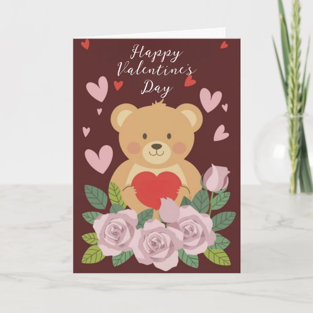 Festiva Tarjeta de felicitación de San Valentín del osito  (Anverso)