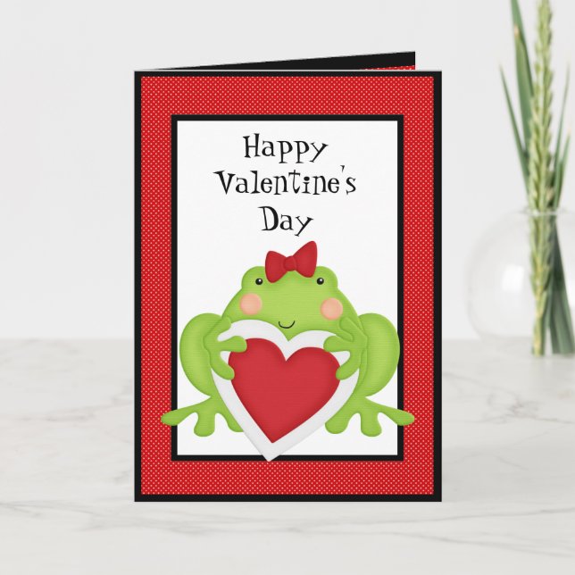 Festiva Tarjeta de felicitación de San Valentín Frog Holid (Anverso)