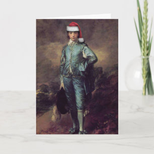Festiva Tarjeta de felicitación de Santa del muchacho azul