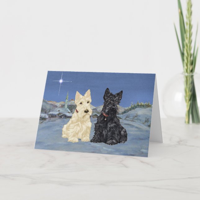 Festiva Tarjeta de felicitación de Scottish Terrier (Anverso)