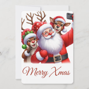 Festiva Tarjeta de felicitación de selfie de Santa Claus,