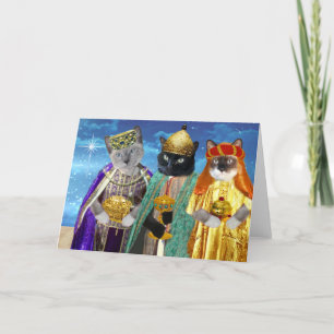 Festiva Tarjeta de felicitación de tres Kings Kittens