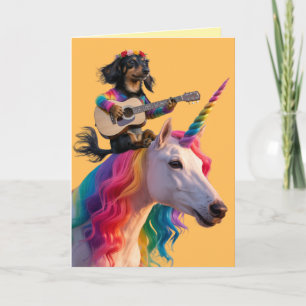 Festiva Tarjeta de felicitación de unicornio salchicha lin